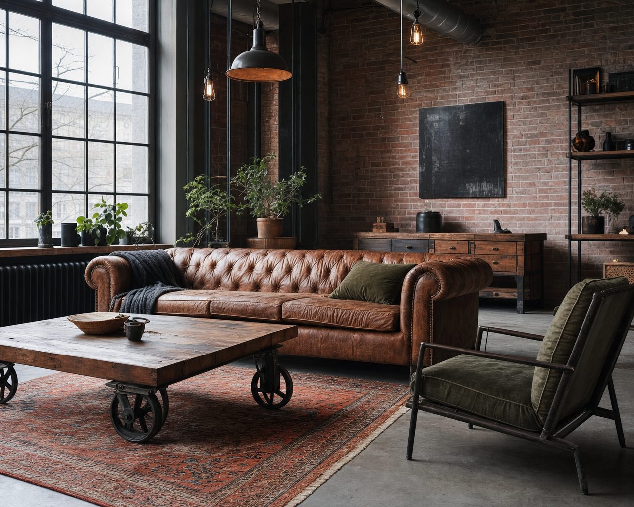 Industrial: Concrete · iron · leather
