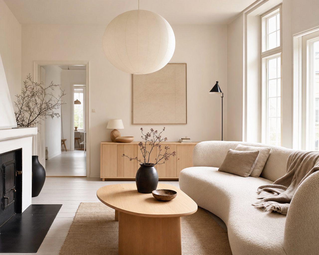 Scandinavian: Pale woods · soft daylight
