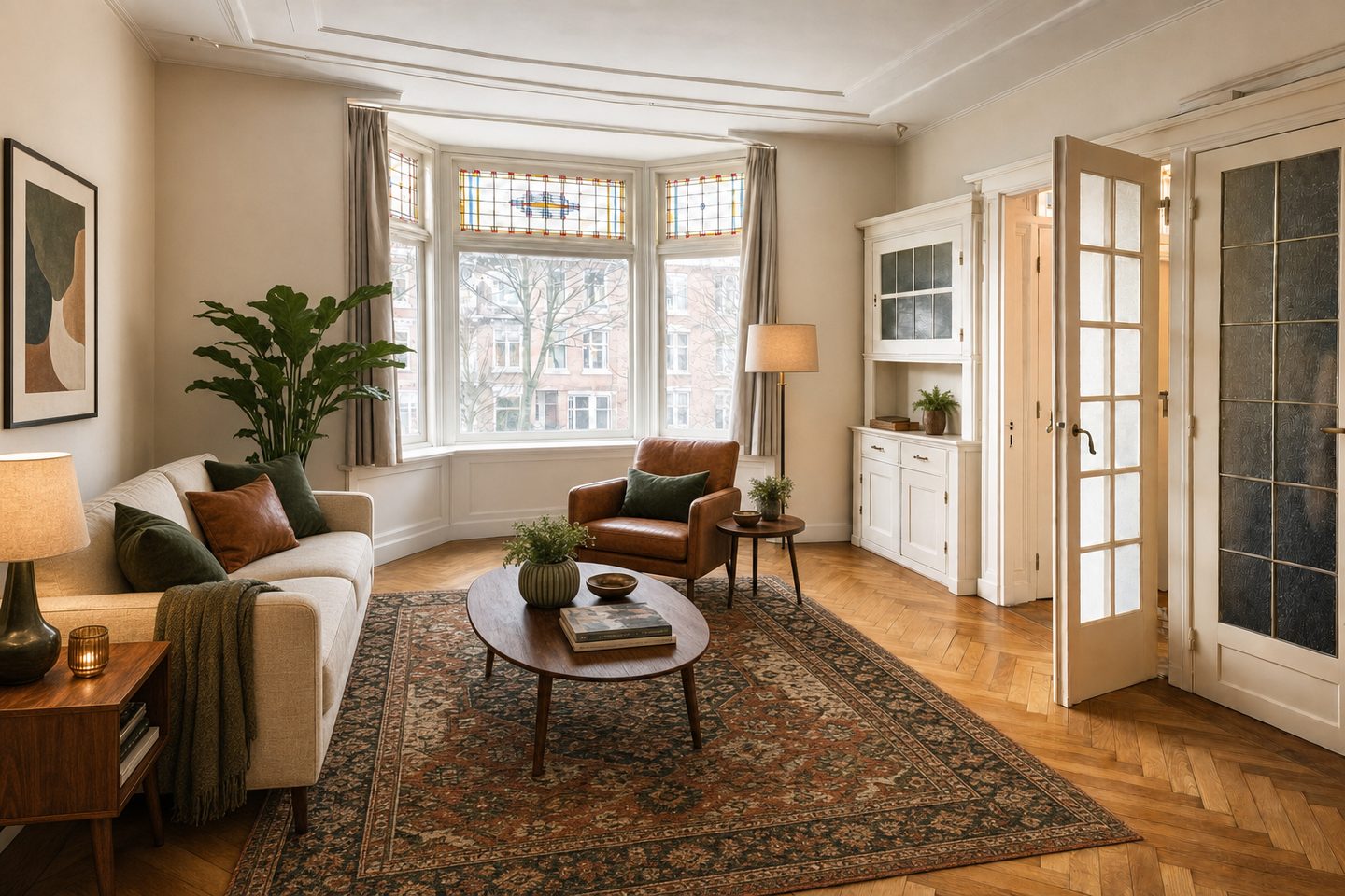 Jaren-30 voorkamer met erker, Zuid — Gestyled