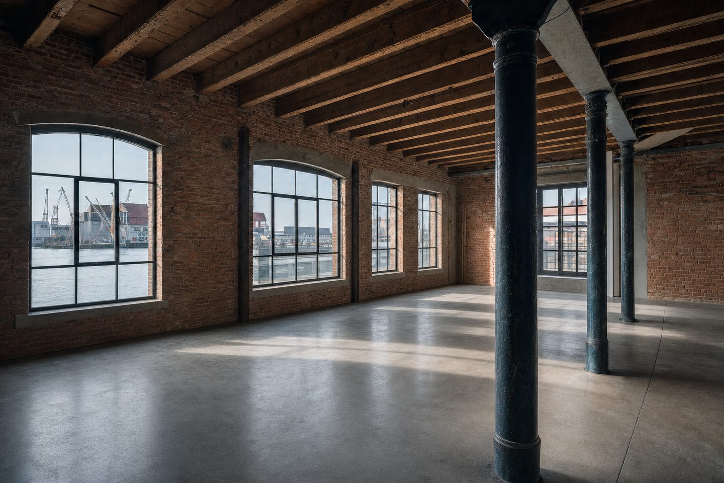 Leefruimte pakhuisloft, Eilandje — Opgeruimd