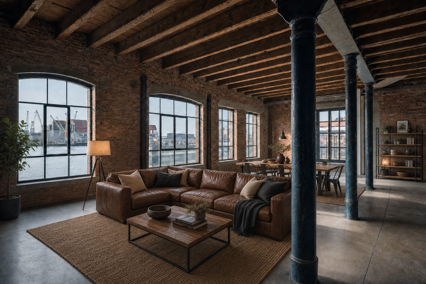 Leefruimte pakhuisloft, Eilandje — Gestyled