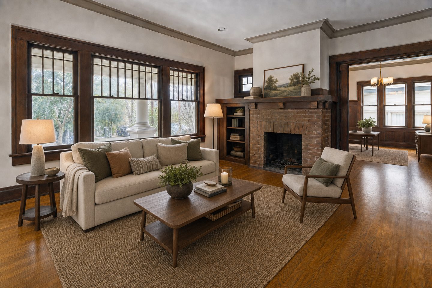 Craftsman living room, Inman Park — Staged