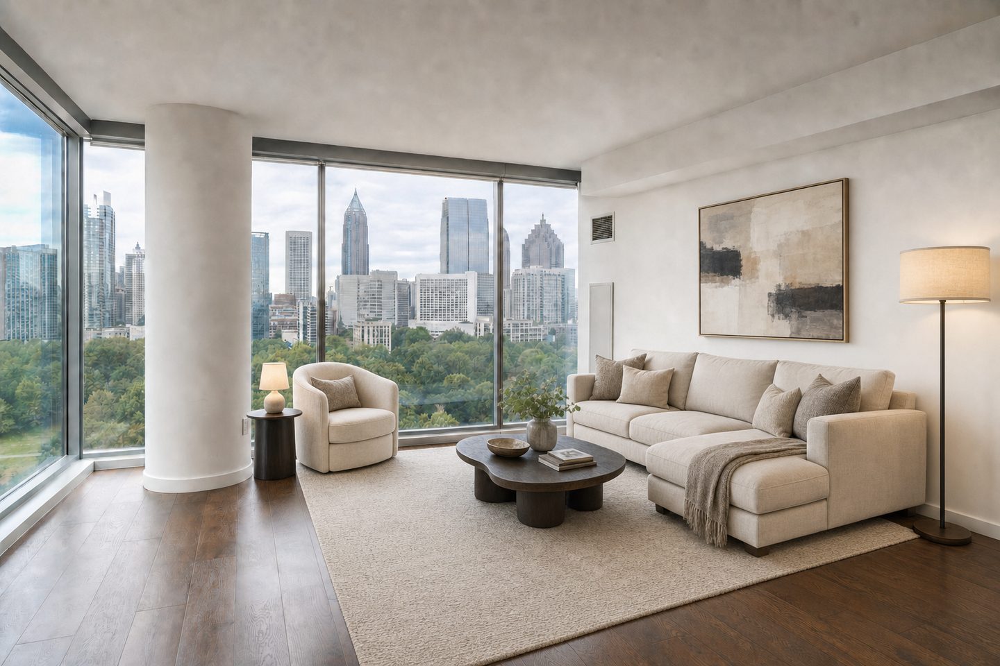 Condo living room, Midtown — Staged