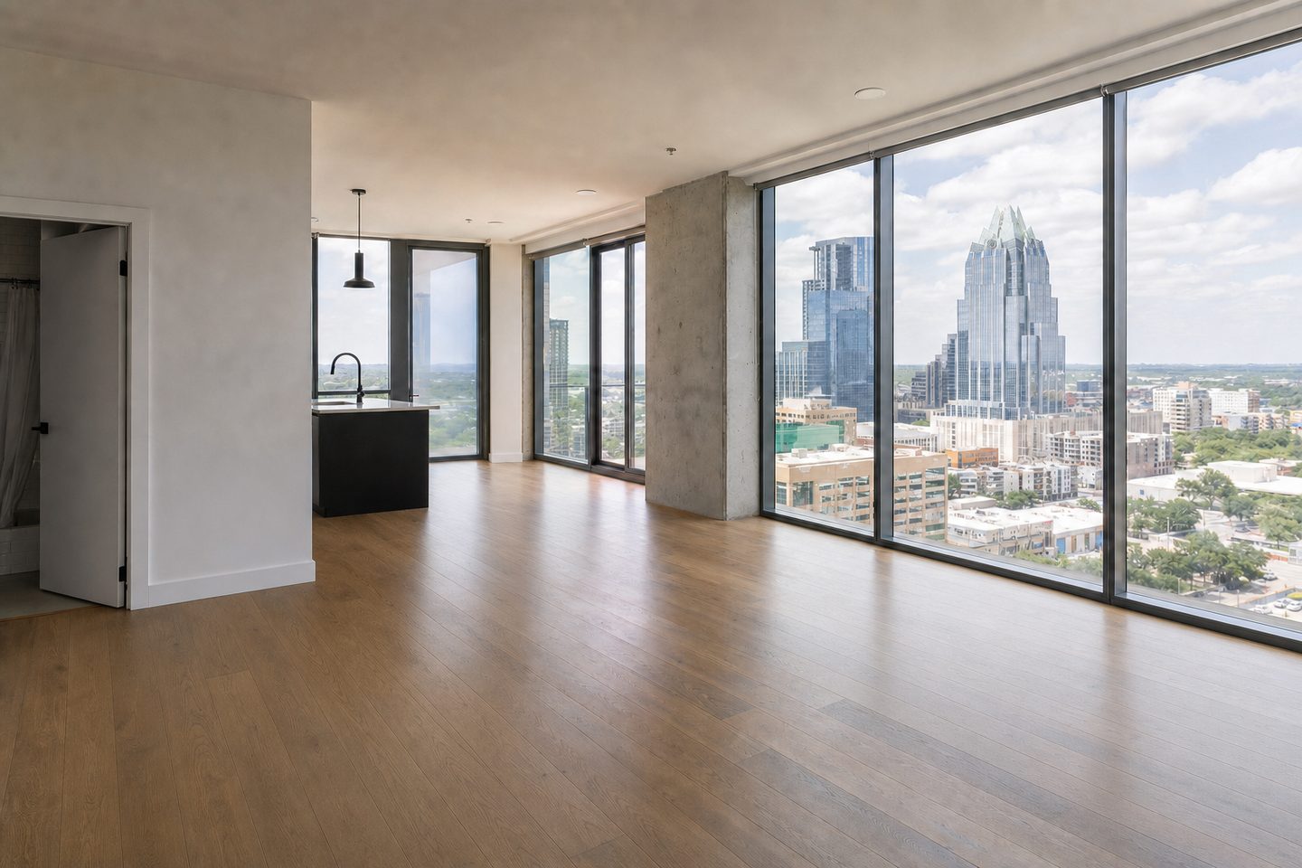 Condo with skyline view, Downtown — Decluttered