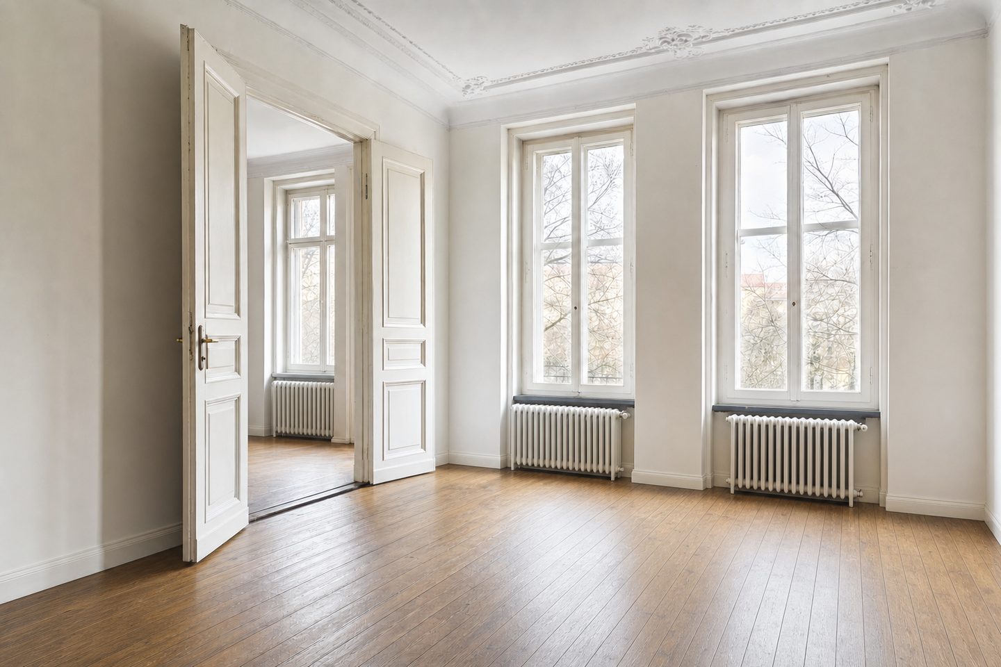 Altbau-Salon, Prenzlauer Berg — Entrümpelt