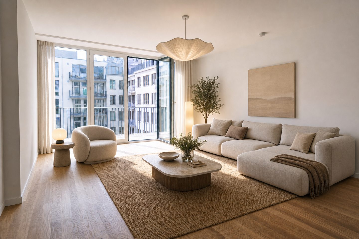 Neubau-Wohnzimmer, Mitte — Eingerichtet