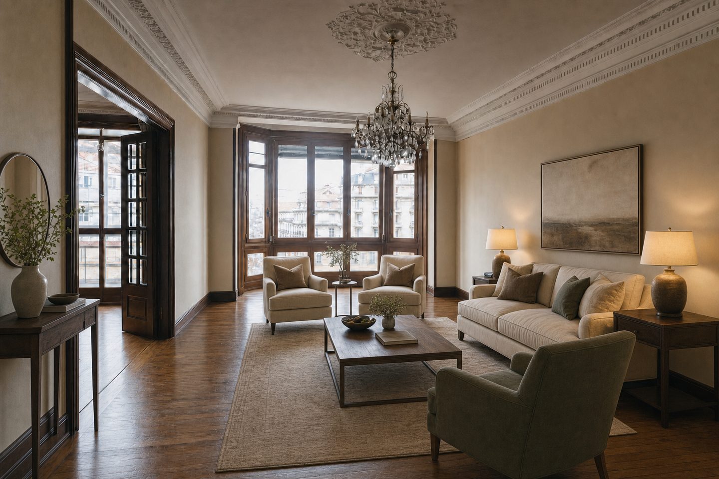Piso señorial con mirador, Abando — Ambientado