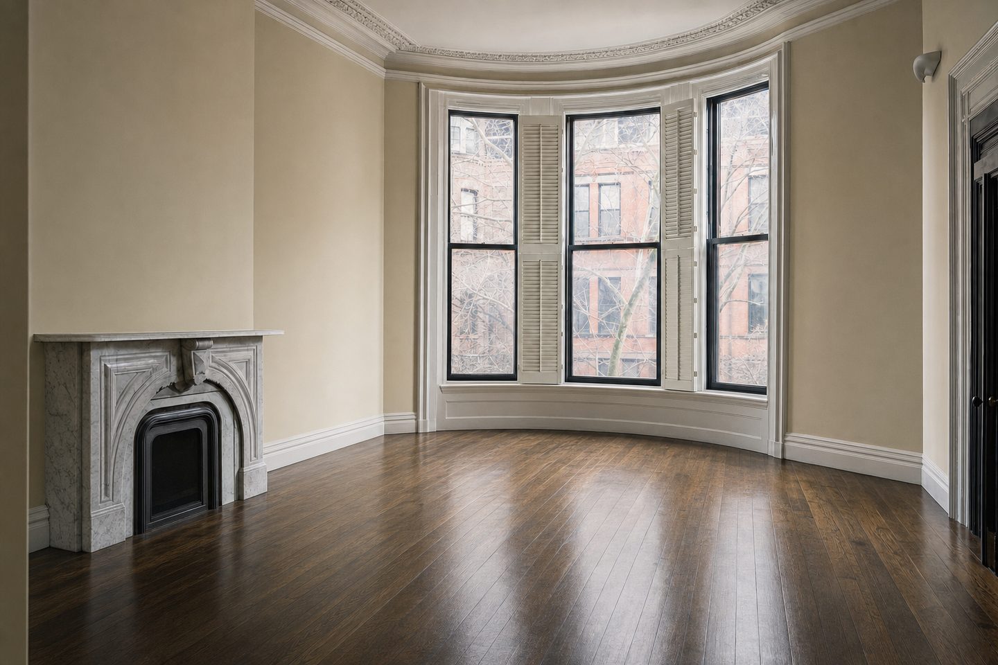 Brownstone parlor, South End — Decluttered