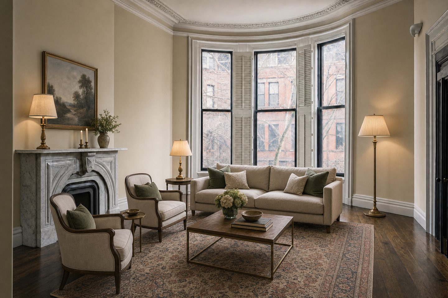 Brownstone parlor, South End — Staged