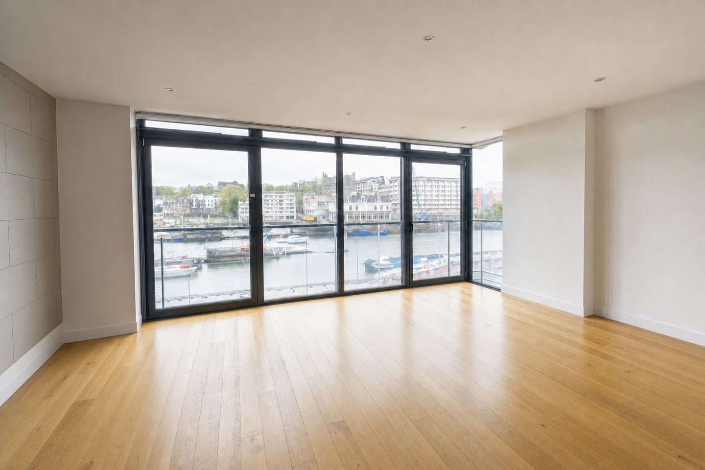Harbourside flat living room — Decluttered