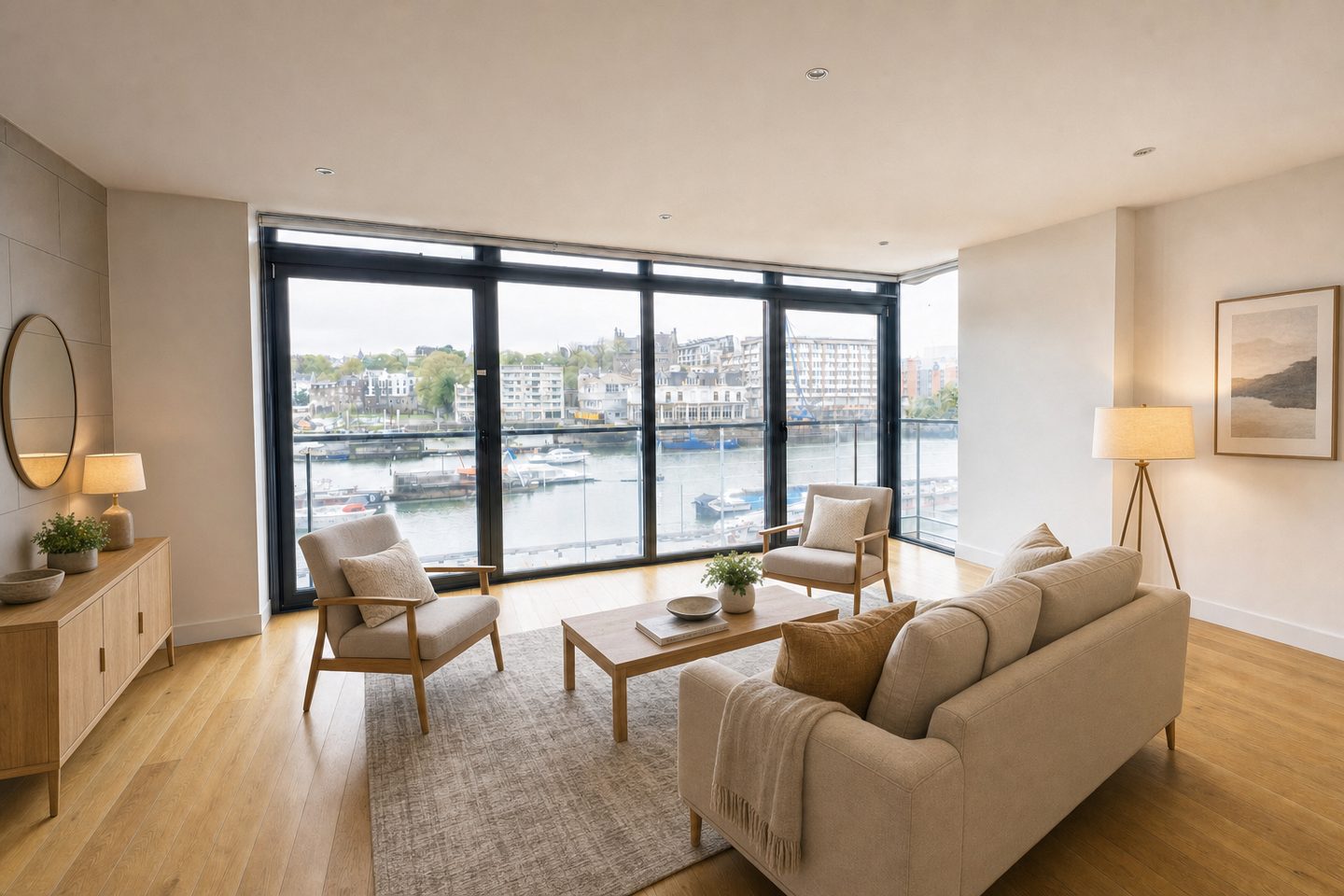 Harbourside flat living room — Staged