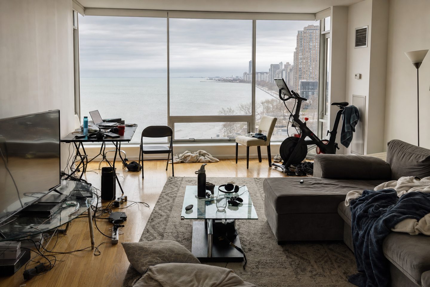 Lakefront condo living room, Lakeview — Original