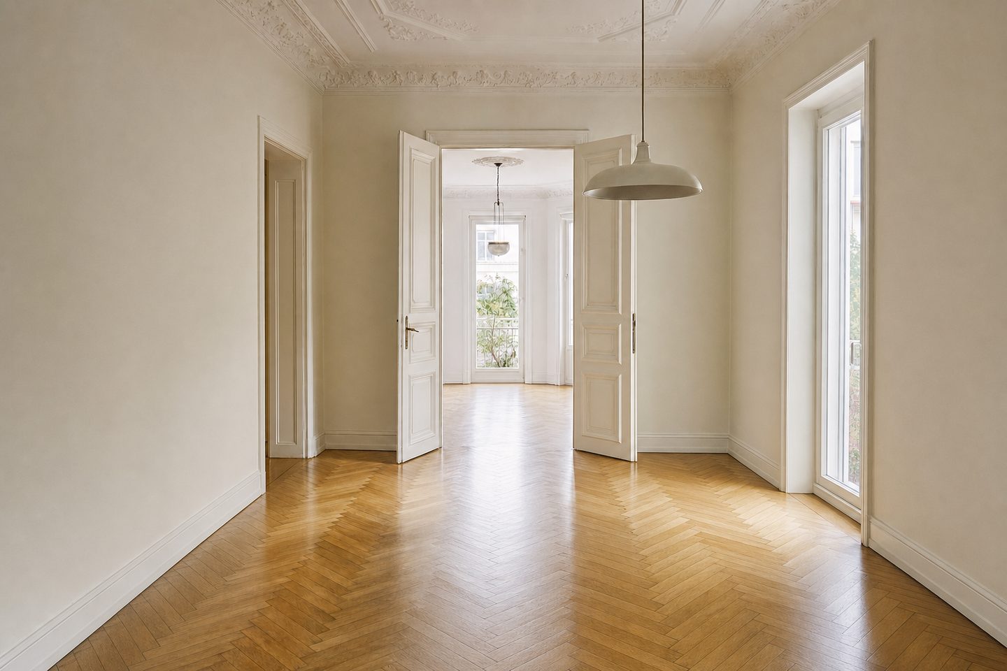Altbau-Esszimmer, Nordend — Entrümpelt