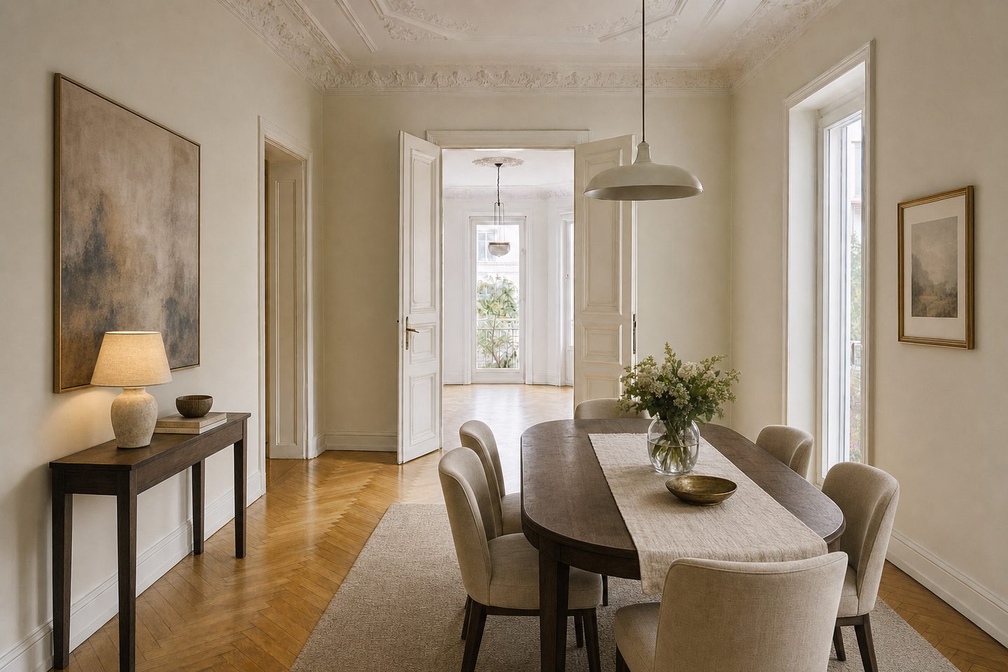 Altbau-Esszimmer, Nordend — Eingerichtet