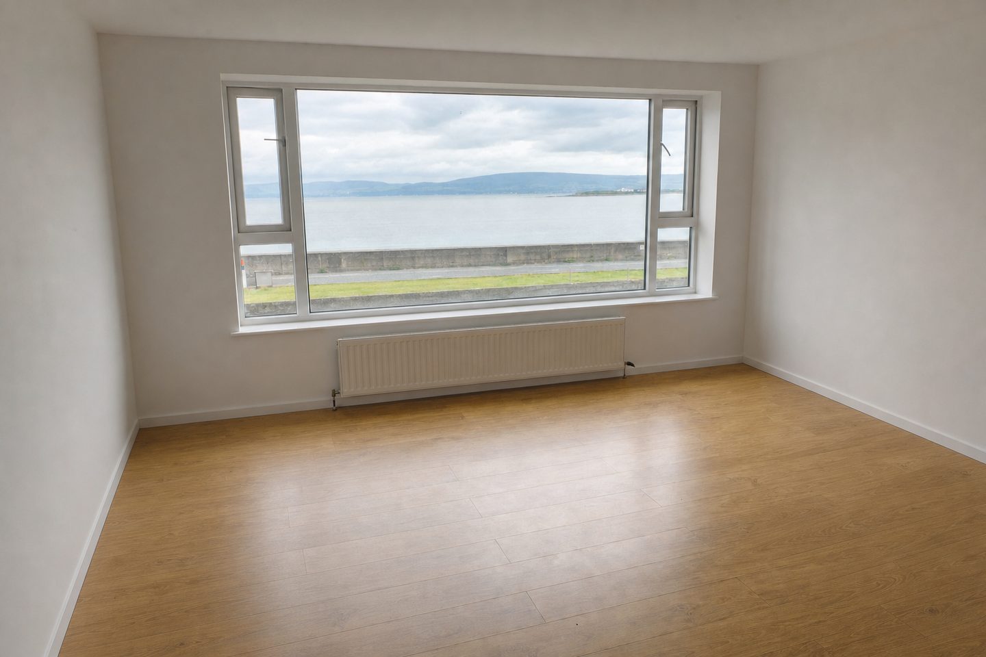 Seafront apartment living room, Salthill — Decluttered