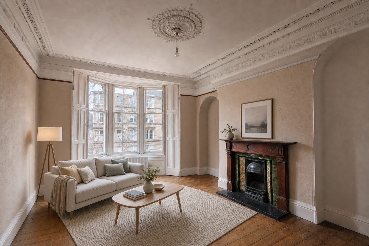 Tenement front room, Hyndland — Staged