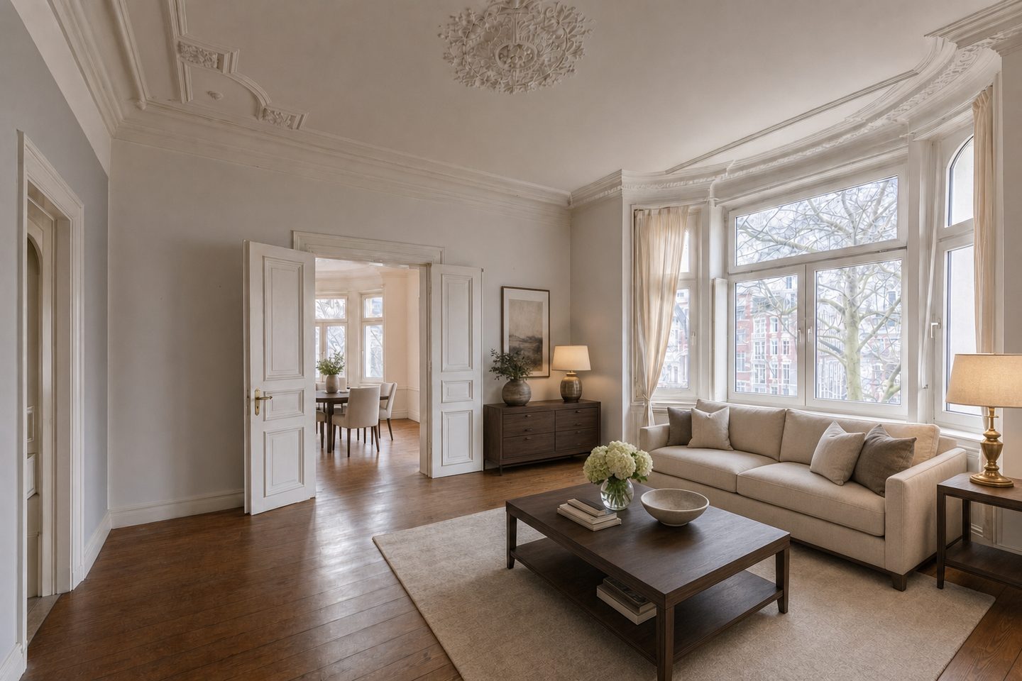 Altbau-Wohnzimmer, Eppendorf — Eingerichtet