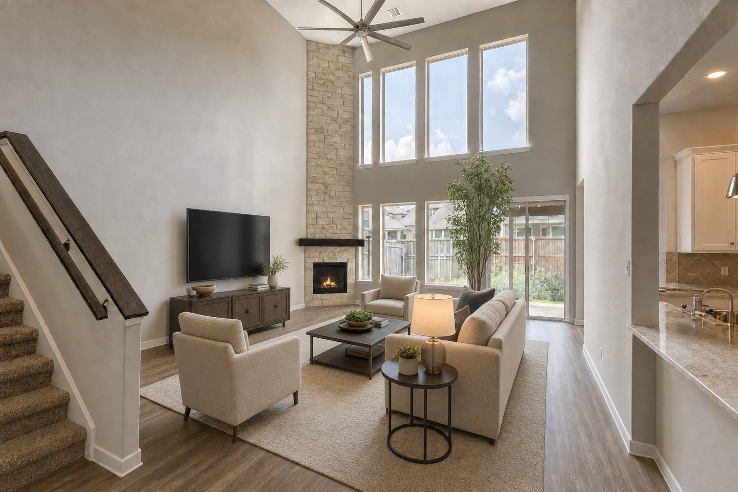 Spec-home family room, Katy — Staged