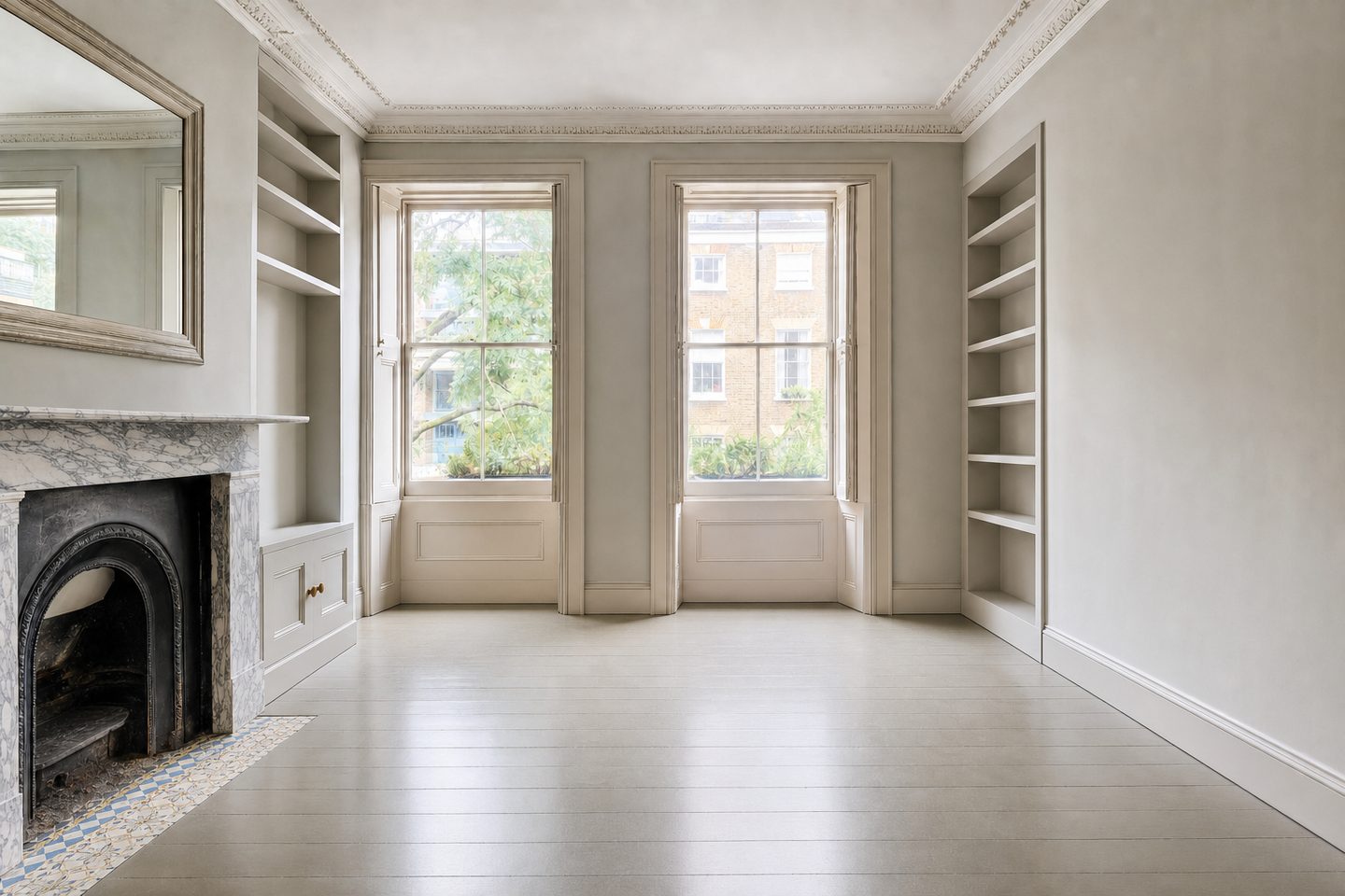 Georgian first-floor drawing room, Barnsbury — Decluttered