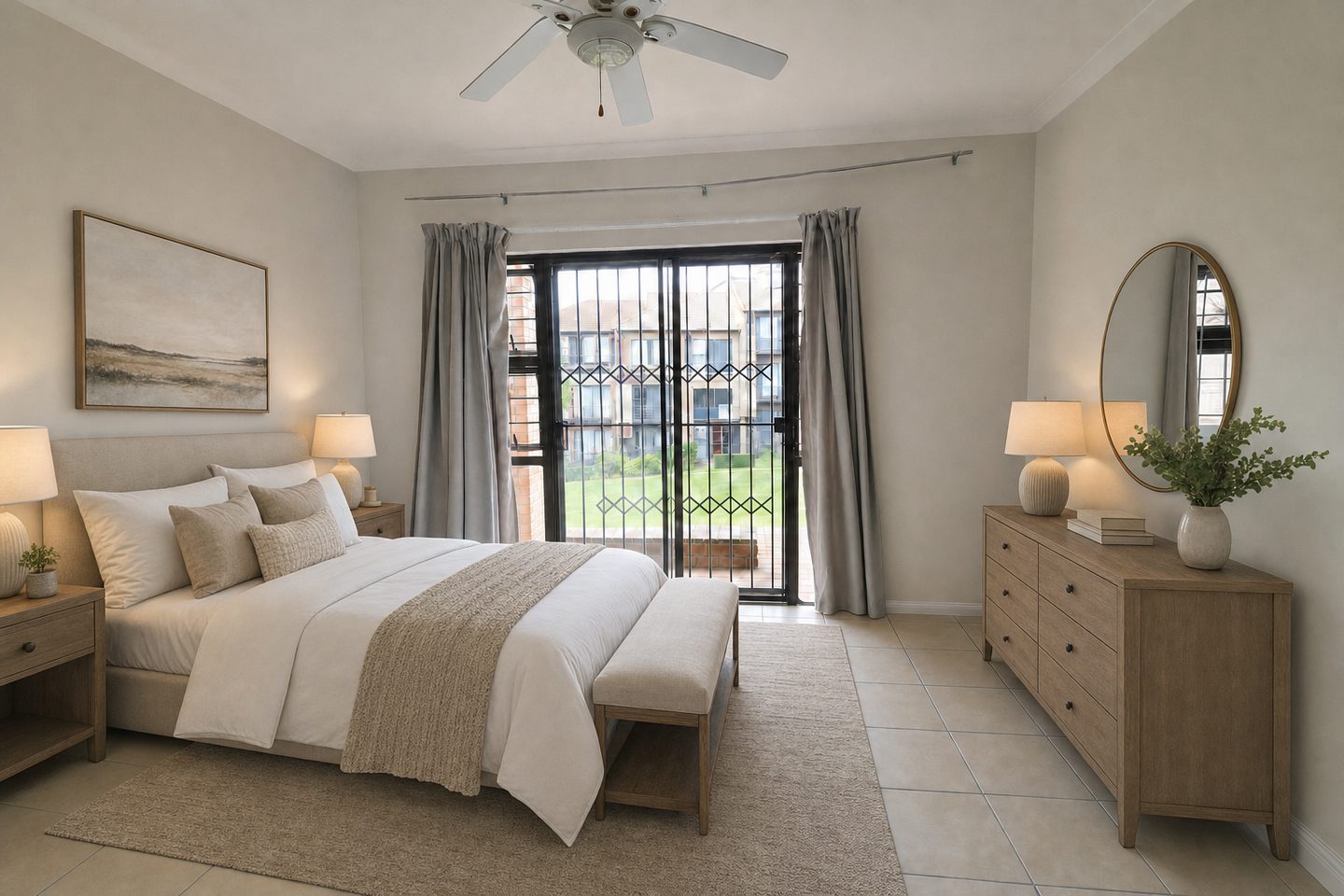Main bedroom, Midrand townhouse — Staged