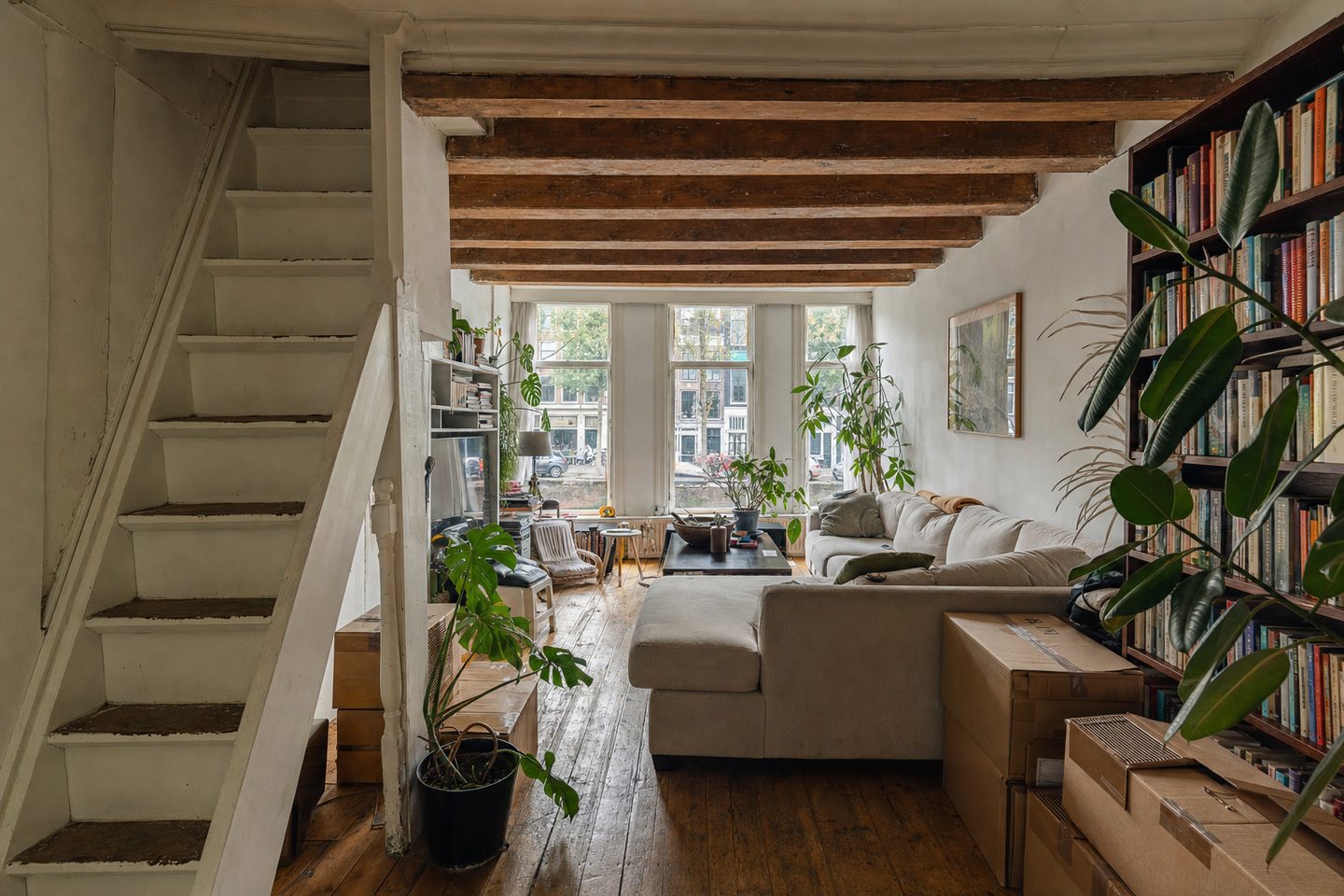 Woonkamer in een smal grachtenpandje, Bloemgracht — Origineel