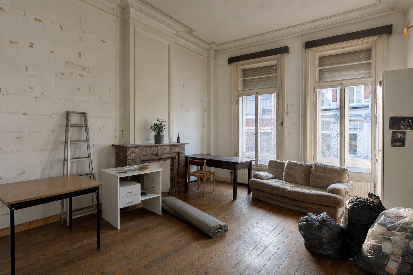 Woonkamer voormalig studentenhuis, binnenstad — Origineel