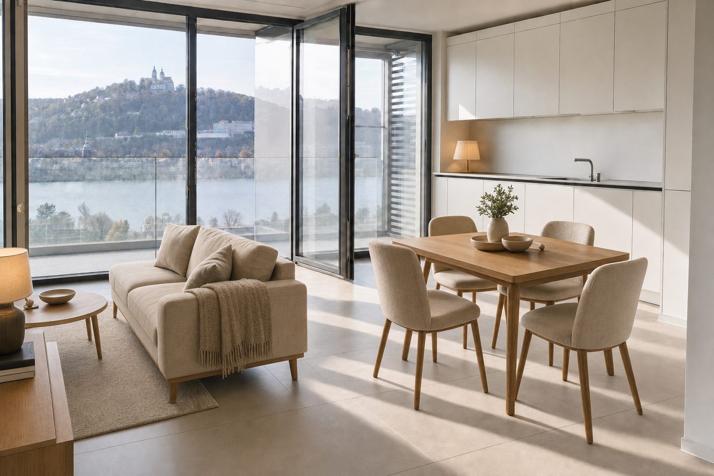 Neubau-Wohnküche mit Pöstlingbergblick, Urfahr — Eingerichtet