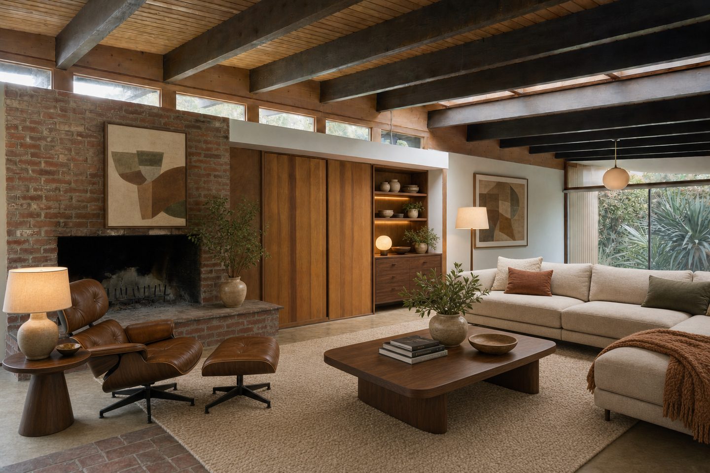 Mid-century living room, Silver Lake — Staged