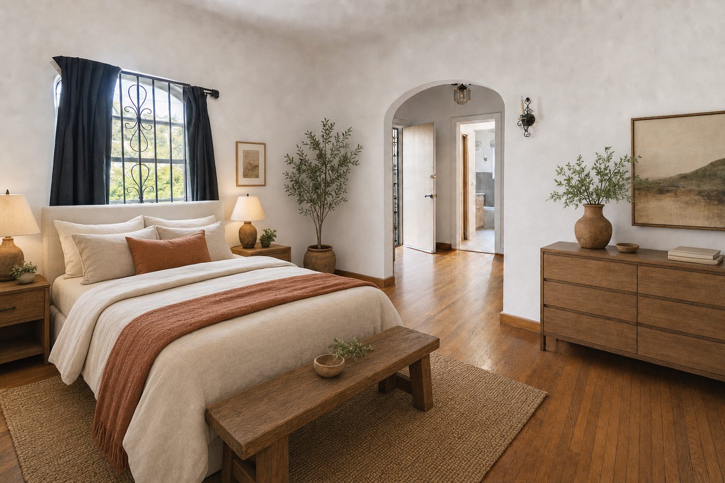 Spanish bungalow bedroom, Pasadena — Staged