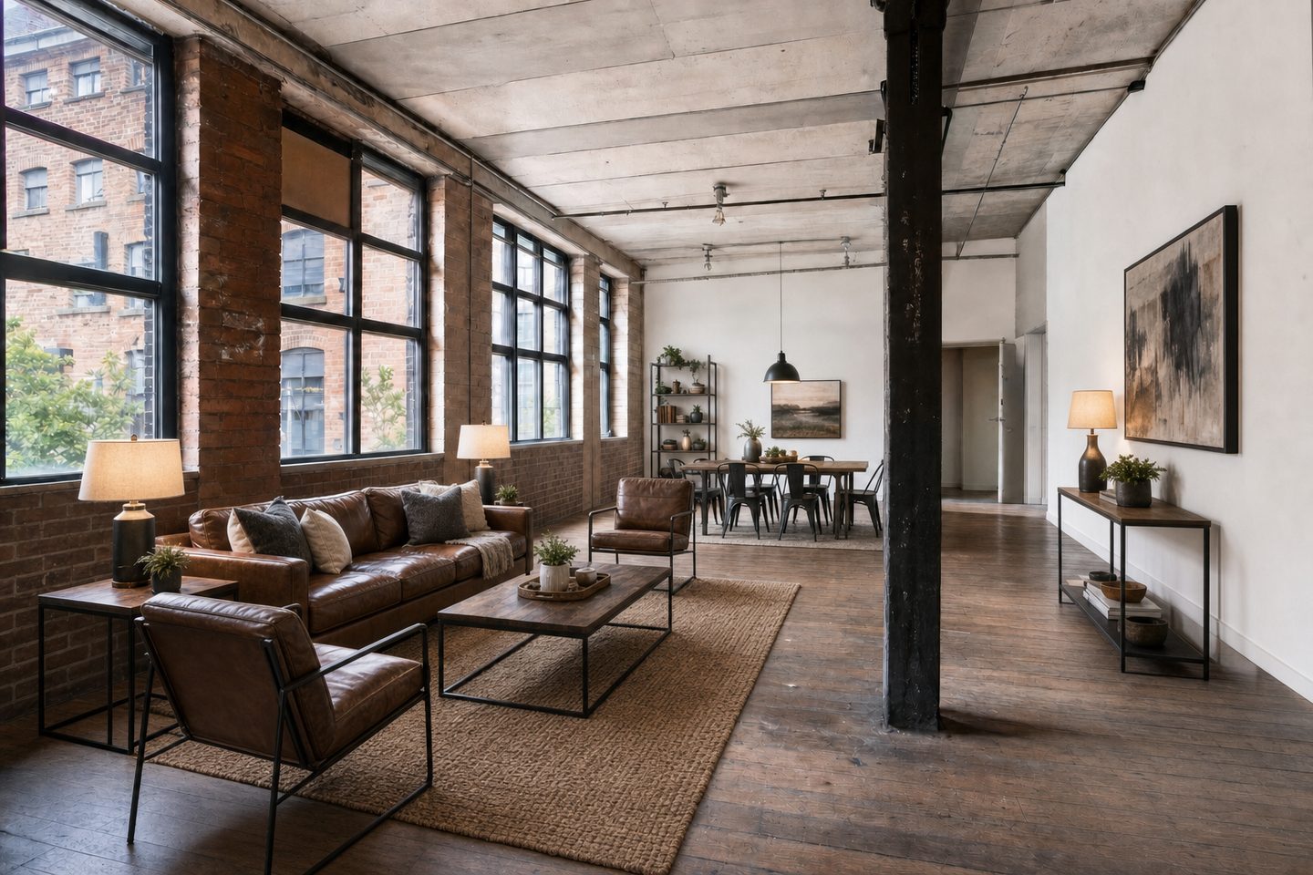 Mill conversion living space, Ancoats — Staged