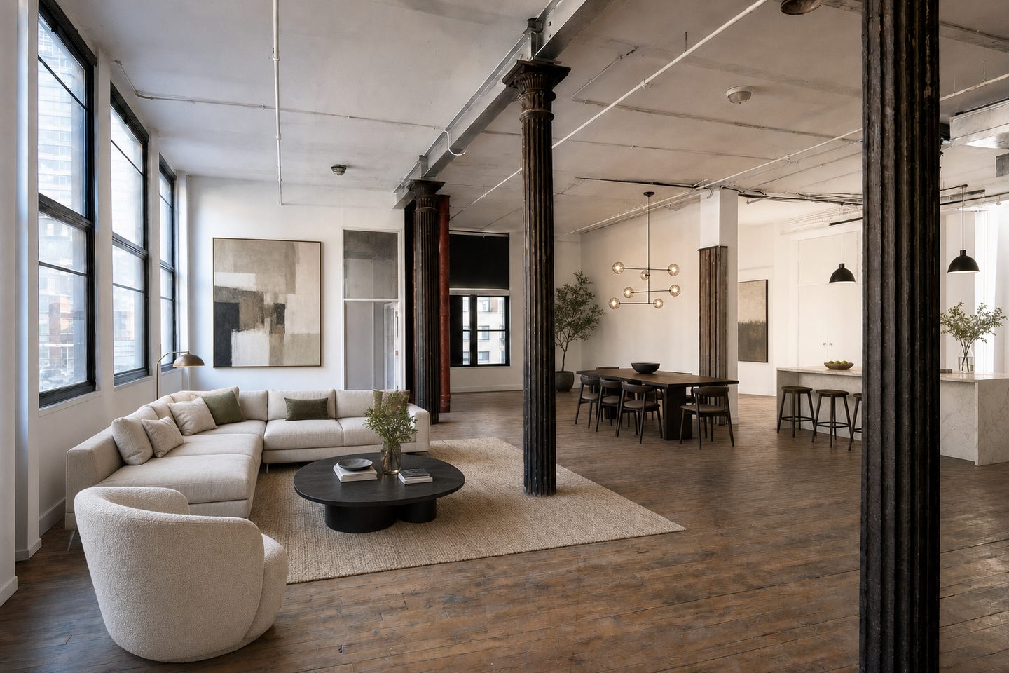 Loft living room, Tribeca — Staged