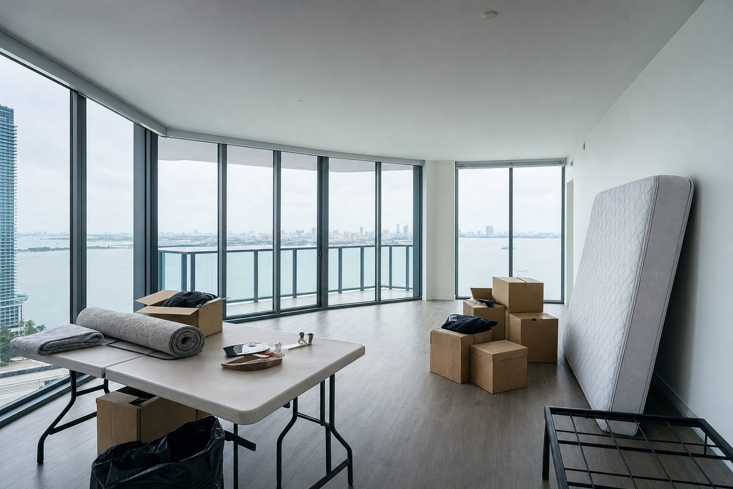 Waterfront condo living room, Brickell — Original