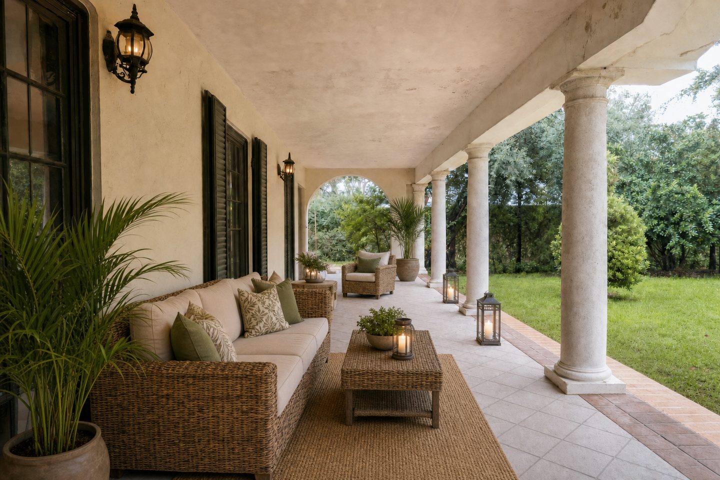 Villa terrace lounge, Coral Gables — Staged