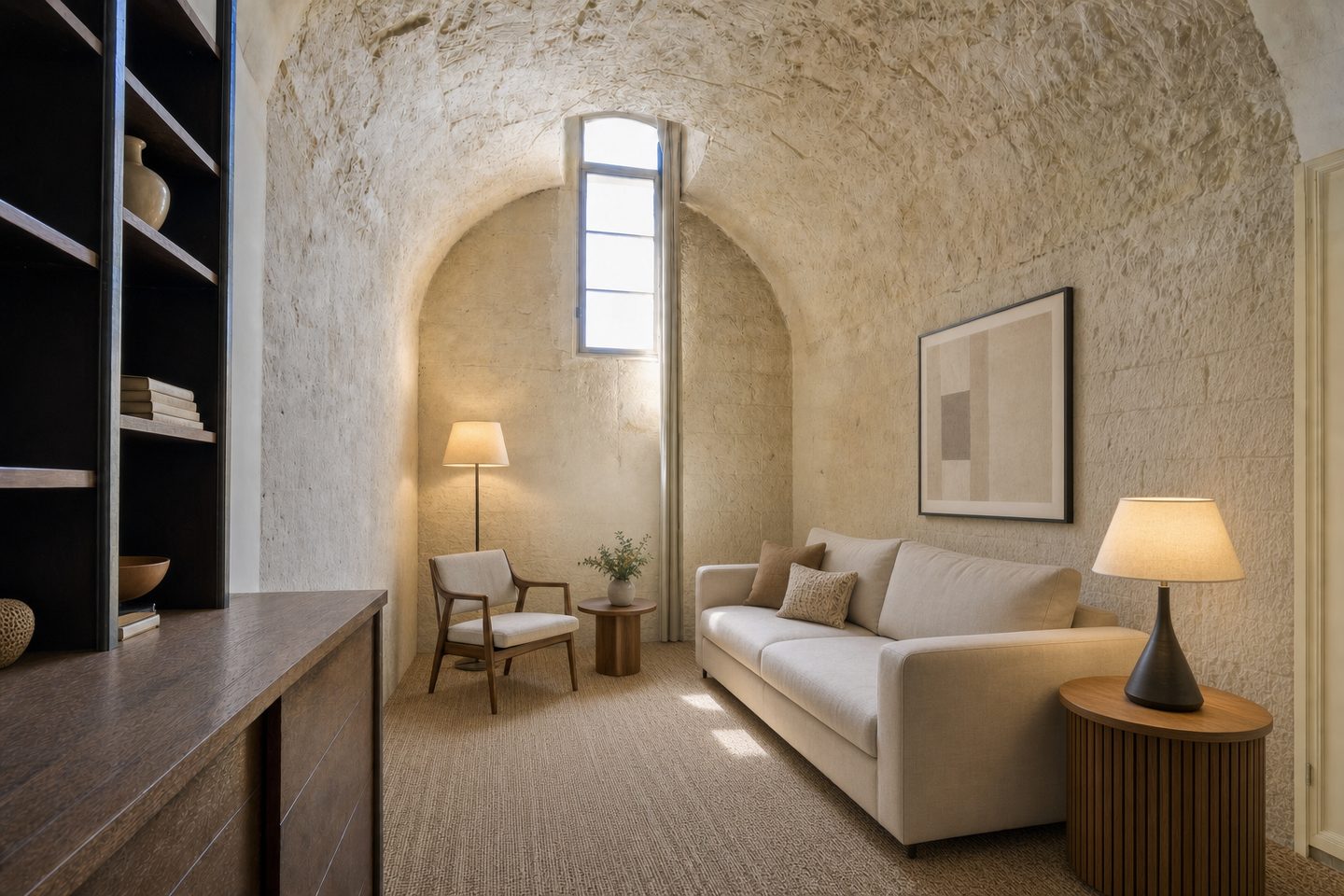 Appartement en pierre, l'Écusson — Mis en scène