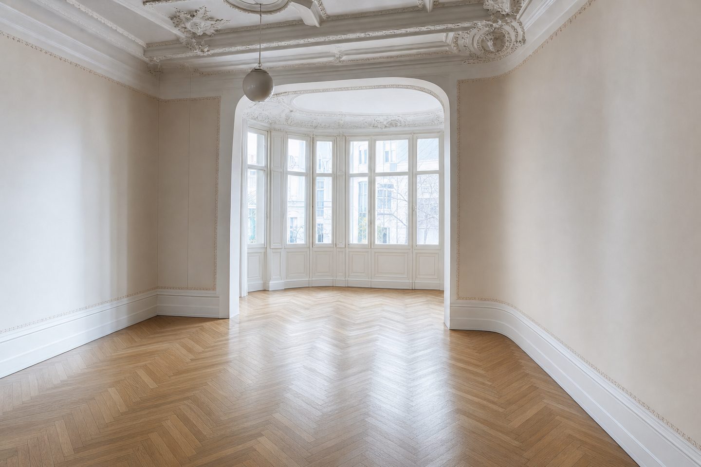 Jugendstil-Wohnzimmer, Schwabing — Entrümpelt