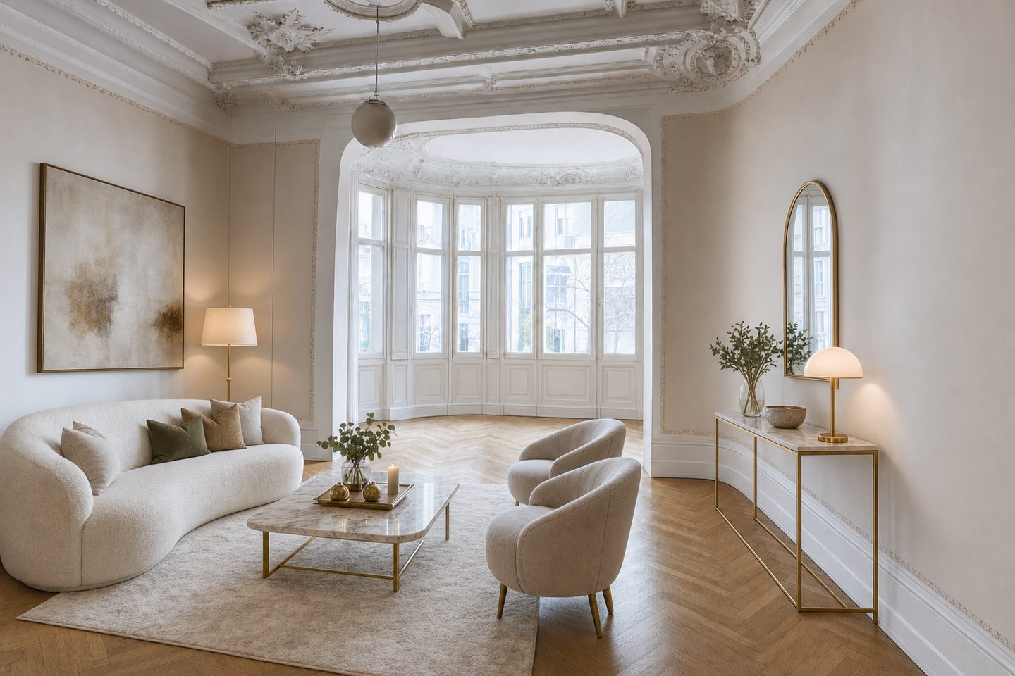 Jugendstil-Wohnzimmer, Schwabing — Eingerichtet