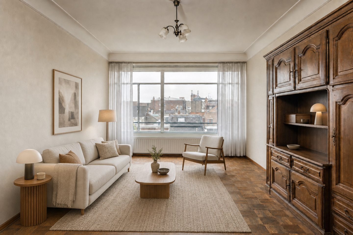 Woonkamer bovenwoning jaren 50, Burchtstraat — Gestyled