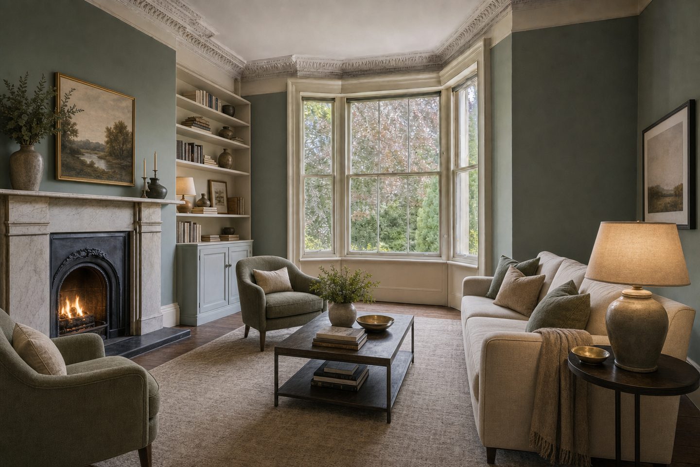 Victorian villa drawing room, North Oxford — Staged