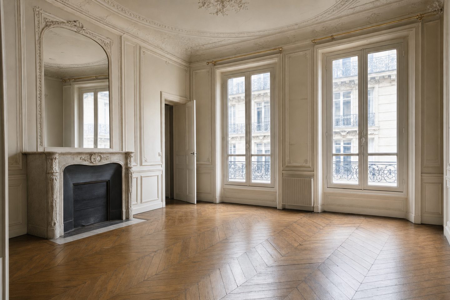 Séjour haussmannien, 17e arrondissement — Désencombré