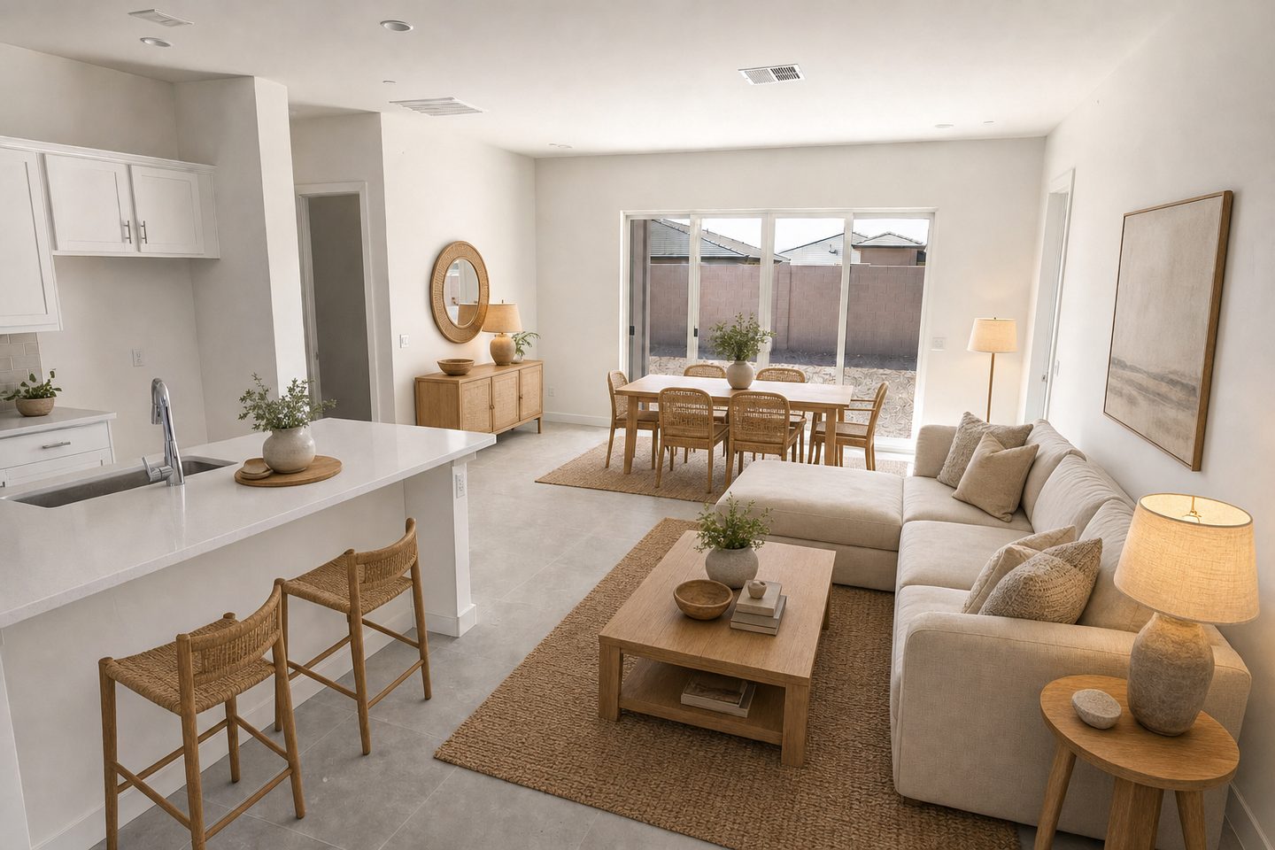 New-build great room, Laveen — Staged