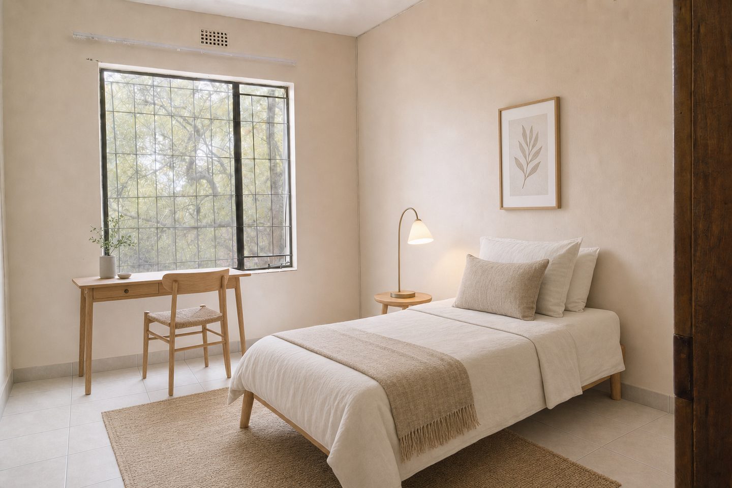 Student flat bedroom, Hatfield — Staged