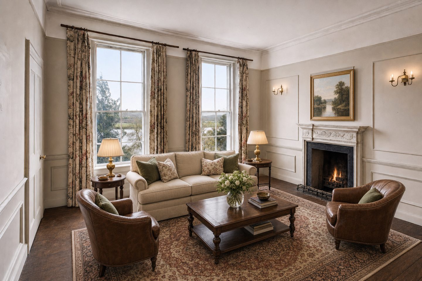 Drawing room of a Georgian townhouse, Richmond Hill — Staged