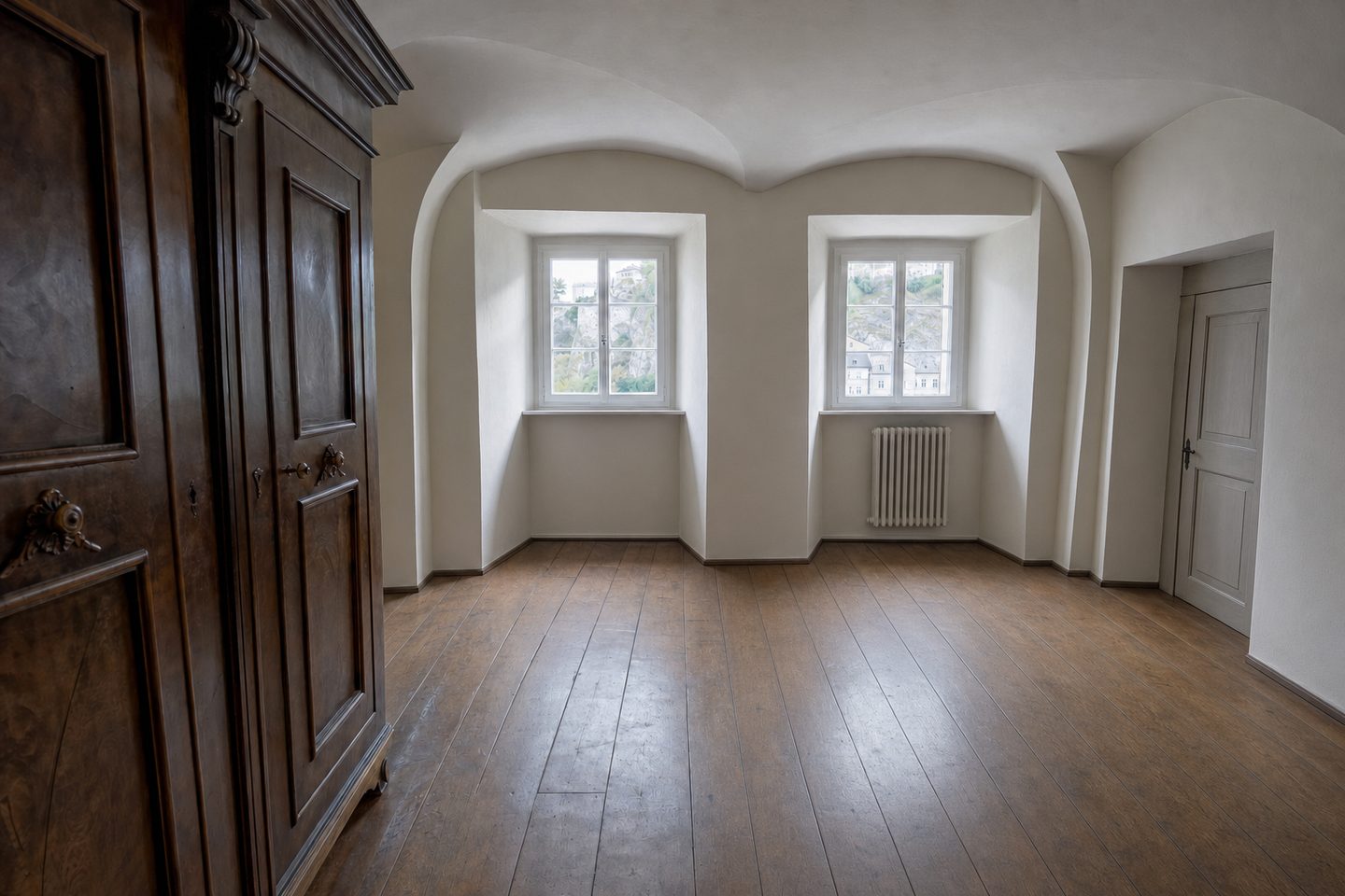 Wohnzimmer im Altstadthaus, Salzburger Altstadt — Entrümpelt