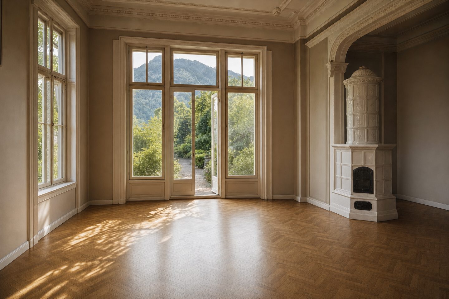 Villen-Salon mit Bergblick, Aigen — Entrümpelt