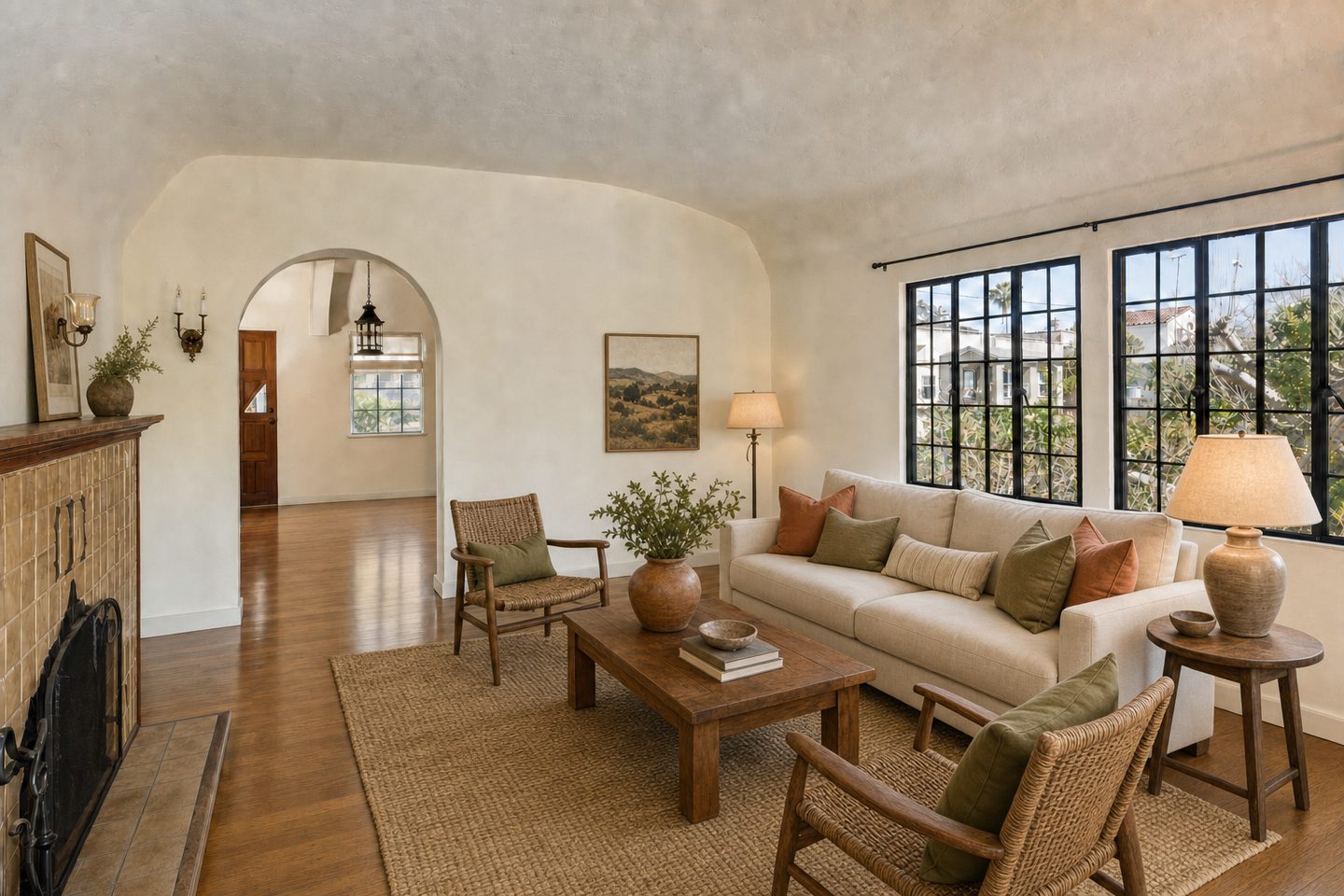 Spanish Revival living room, Kensington — Staged