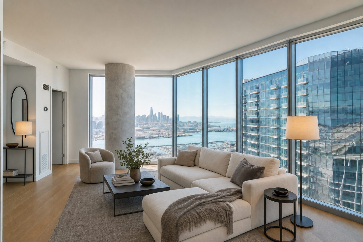 Condo living room, Mission Bay — Staged