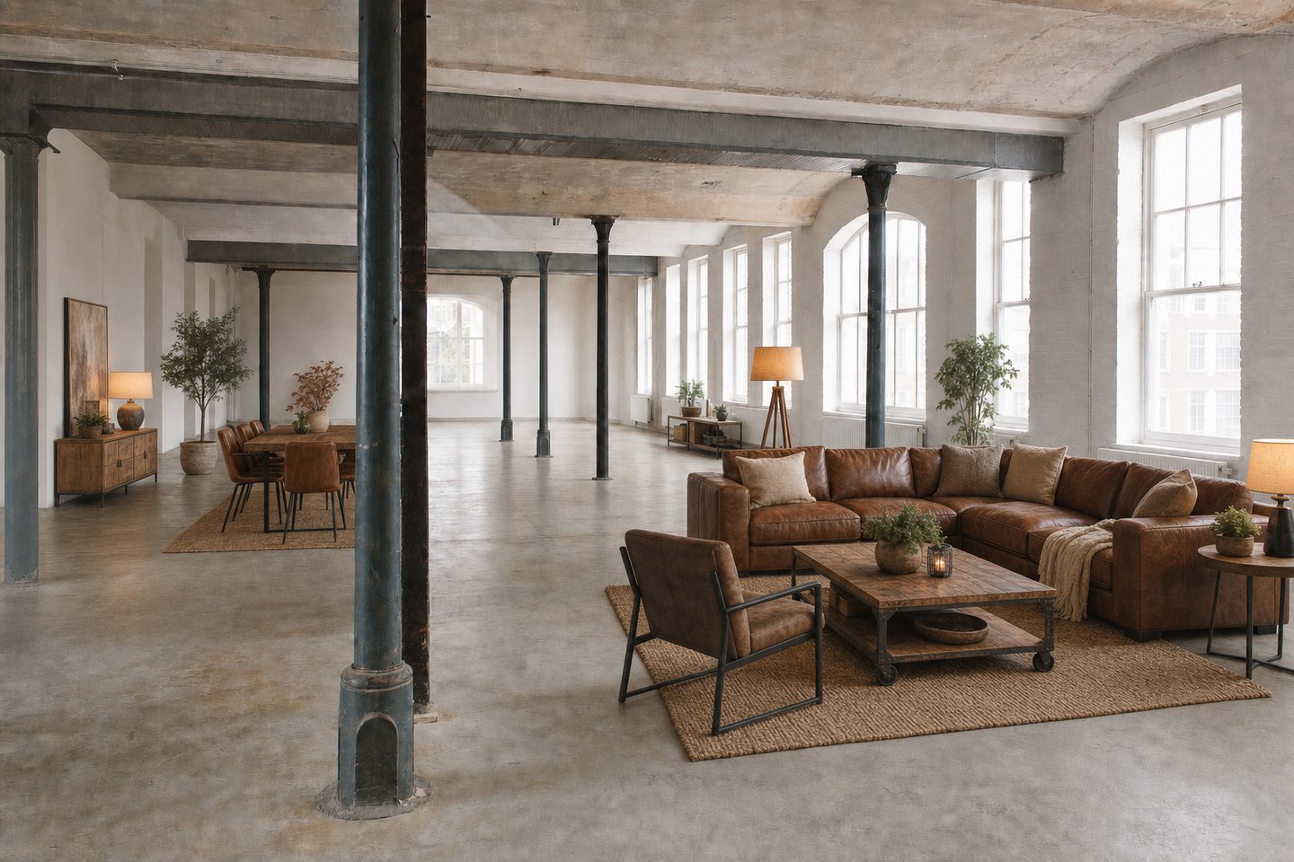 Loft in herbestemde textielfabriek, Spoorzone — Gestyled