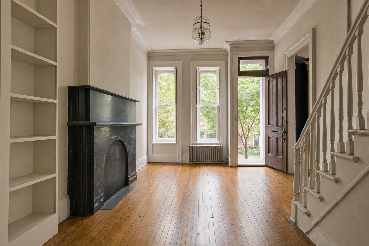 Victorian rowhouse parlor, Capitol Hill — Decluttered