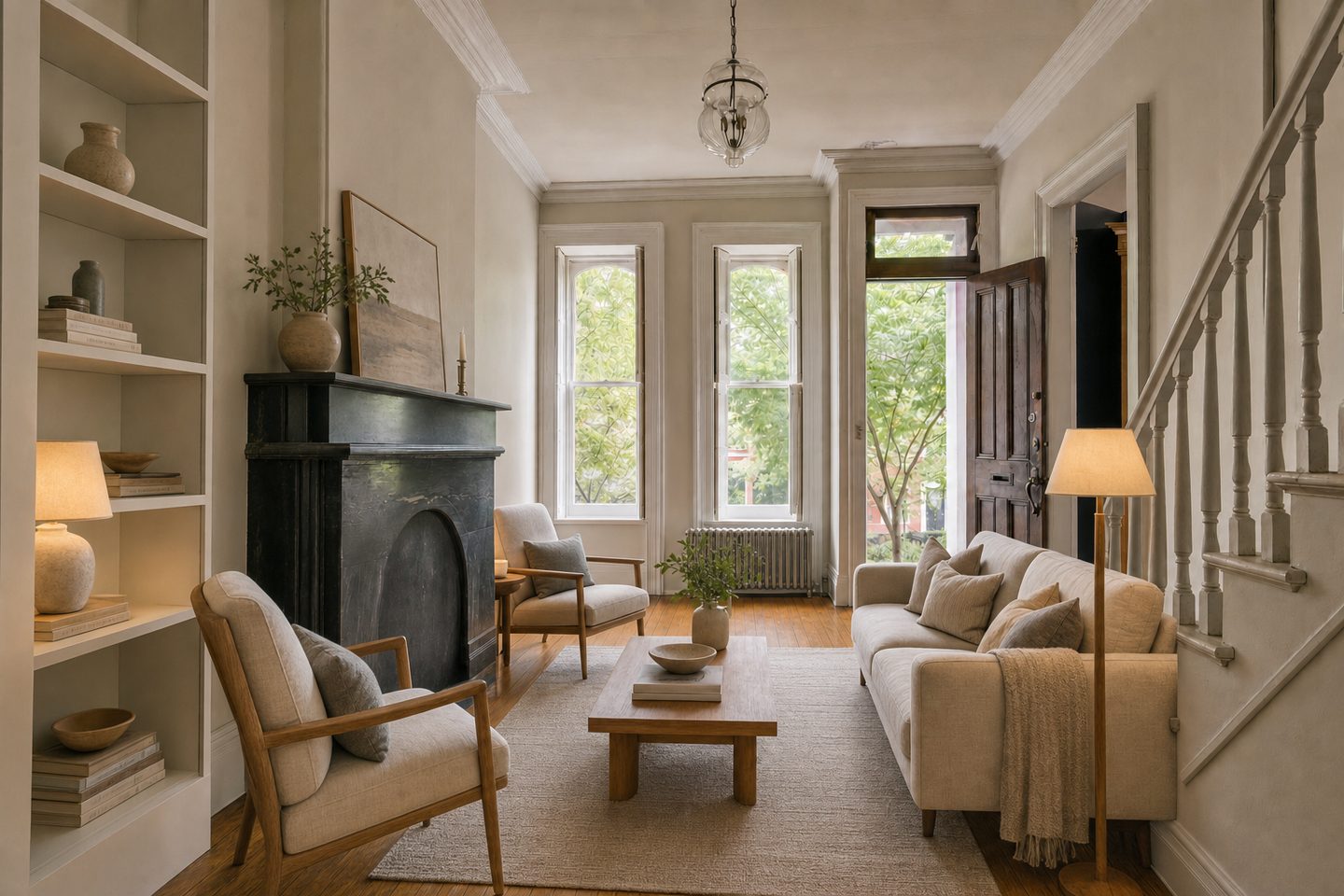 Victorian rowhouse parlor, Capitol Hill — Staged