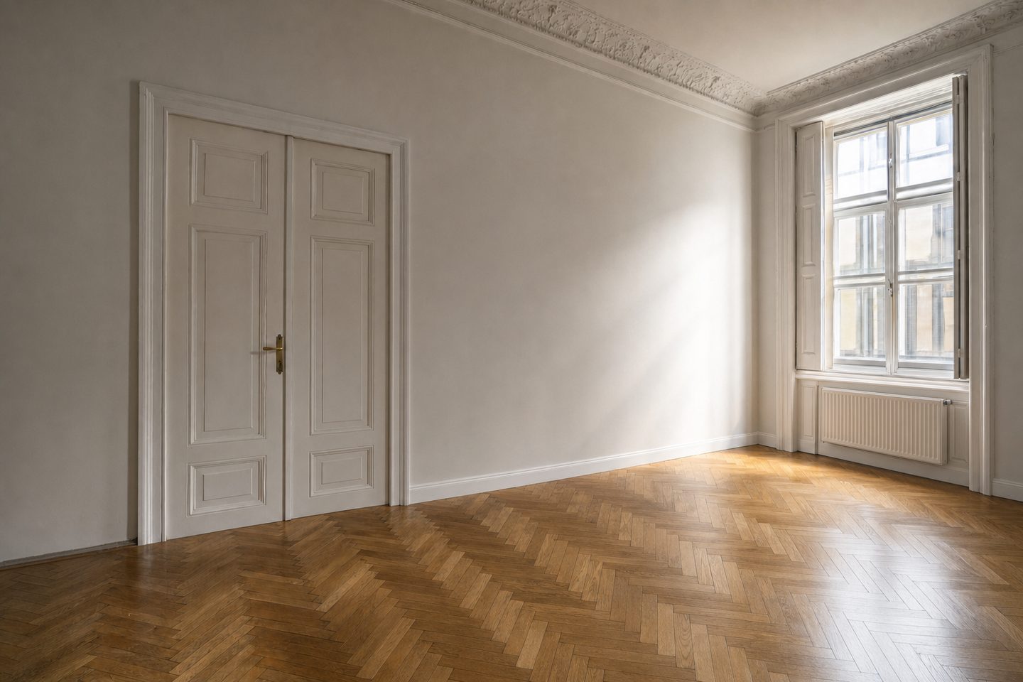 Zinshaus-Wohnzimmer, Josefstadt — Entrümpelt